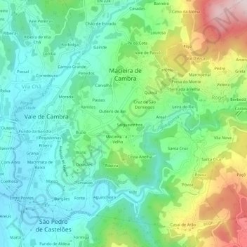 Carte topographique Fundada, altitude, relief