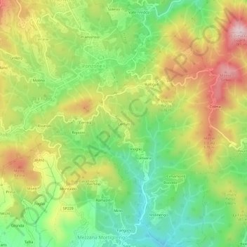 Carte topographique Cerruti, altitude, relief