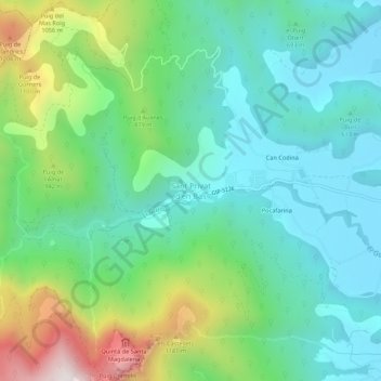Carte topographique Sant Privat d'En Bas, altitude, relief