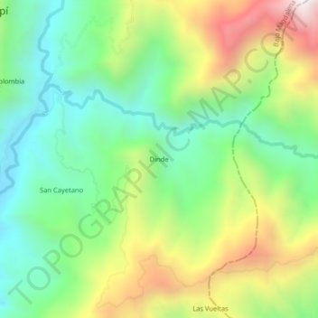 Carte topographique Dinde, altitude, relief