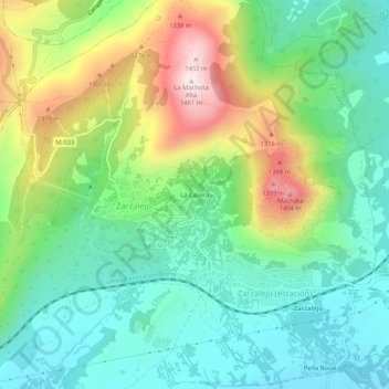 Carte topographique La Casera, altitude, relief