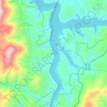 Carte topographique Almond, altitude, relief