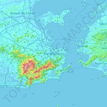 Carte topographique Rio de Janeiro, altitude, relief
