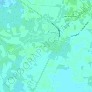 Carte topographique Buurane, altitude, relief