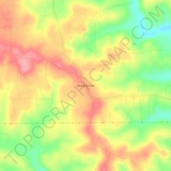 Carte topographique Shady Grove, altitude, relief