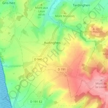 Carte topographique Todincthun, altitude, relief