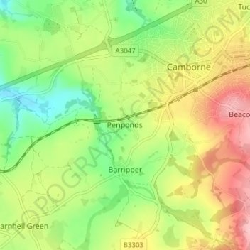 Carte topographique Penponds, altitude, relief