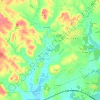 Carte topographique Vidigal, altitude, relief