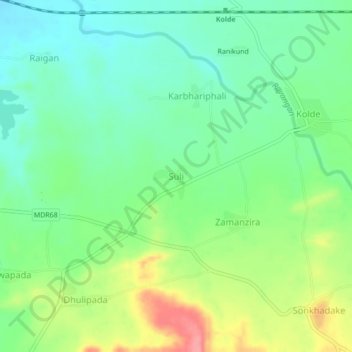 Carte topographique Suli, altitude, relief