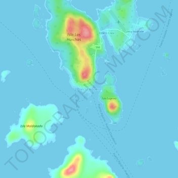 Carte topographique Puerto Aguirre, altitude, relief