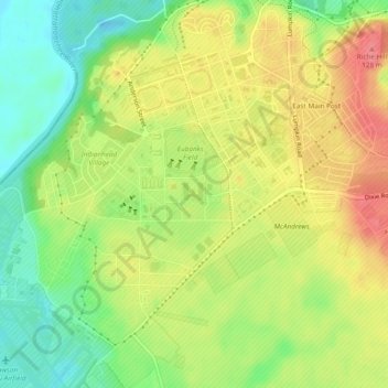Carte topographique Fort Benning, altitude, relief