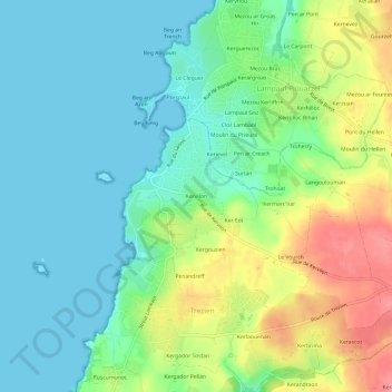 Carte topographique Kervilon, altitude, relief
