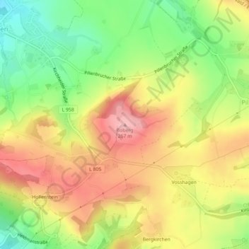 Carte topographique Boberg, altitude, relief