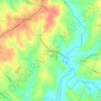 Carte topographique Floydsburg, altitude, relief