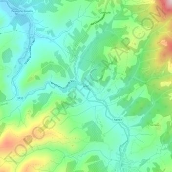 Carte topographique Greti, altitude, relief