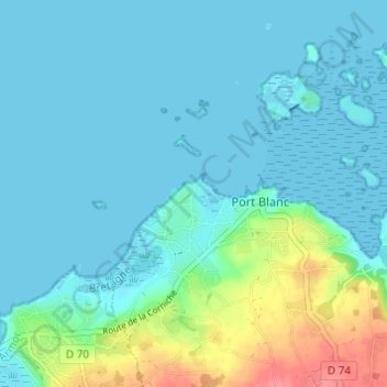 Carte topographique Crec'h Avel, altitude, relief