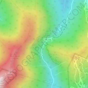 Carte topographique Smuggler's Notch, altitude, relief