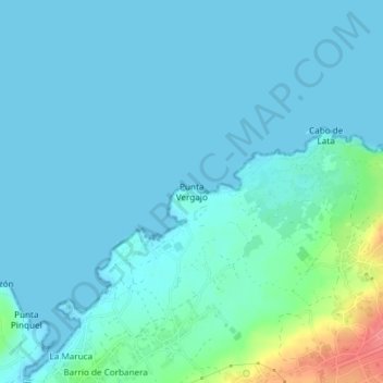 Carte topographique Punta Vergajo, altitude, relief