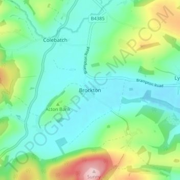 Carte topographique Brockton, altitude, relief