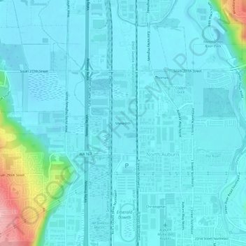 Carte topographique Meredith, altitude, relief