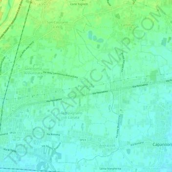 Carte topographique Picciorana, altitude, relief