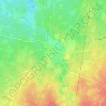 Carte topographique Jowlo, altitude, relief