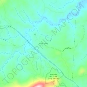 Carte topographique Glade Valley, altitude, relief