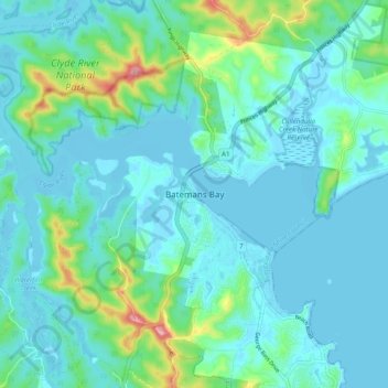 Carte topographique Batemans Bay, altitude, relief