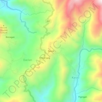 Carte topographique Busok, altitude, relief
