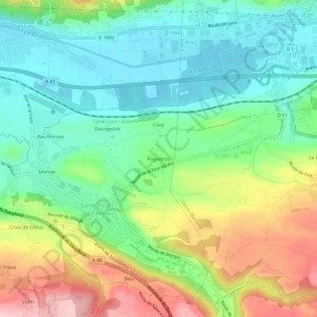 Carte topographique Roguières, altitude, relief