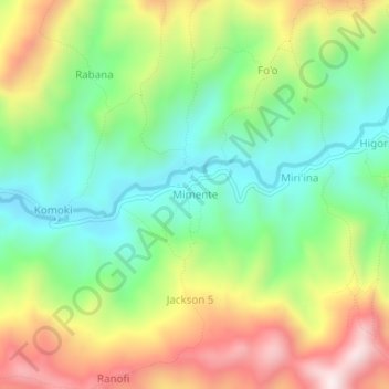 Carte topographique Mimente, altitude, relief