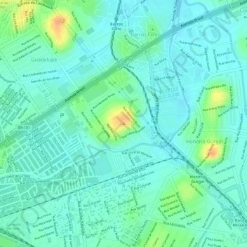 Carte topographique Morro da Cruz, altitude, relief