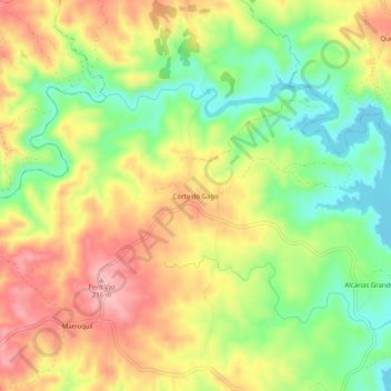 Carte topographique Corte do Gago, altitude, relief