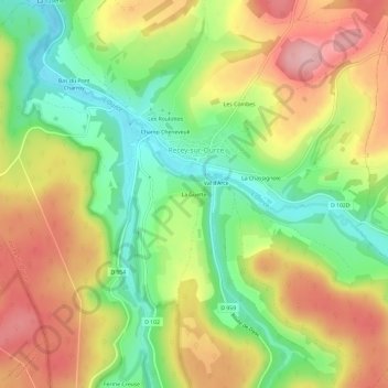 Carte topographique La Guette, altitude, relief