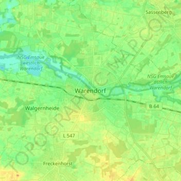 Carte topographique Warendorf, altitude, relief