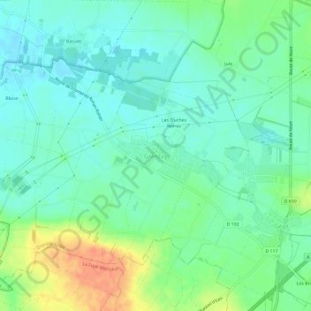 Carte topographique Granzay, altitude, relief