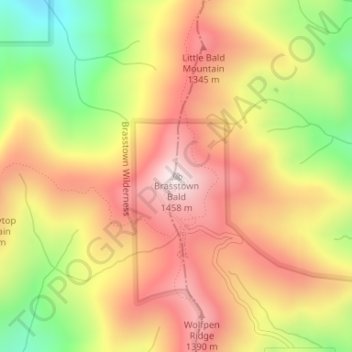 Carte topographique Brasstown Bald, altitude, relief