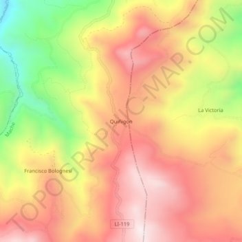 Carte topographique Quiñigon, altitude, relief