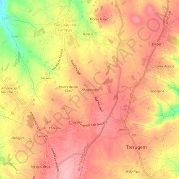Carte topographique Alfaquiques, altitude, relief