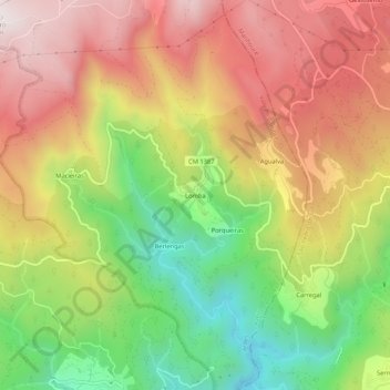 Carte topographique Lomba, altitude, relief