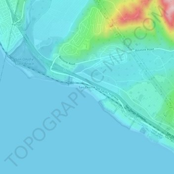 Carte topographique San Onofre, altitude, relief