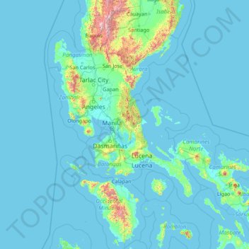 Carte topographique Rizal, altitude, relief