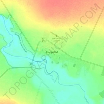 Carte topographique Hoopstad, altitude, relief