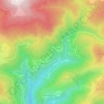 Carte topographique Raïssac, altitude, relief