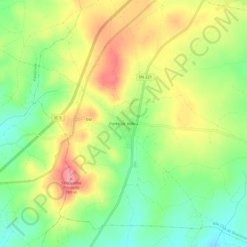 Carte topographique Fonte de Aldeia, altitude, relief
