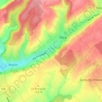 Carte topographique La Grande-Rue, altitude, relief