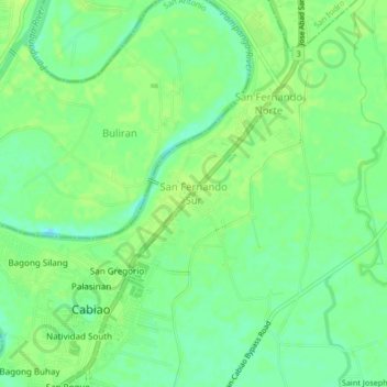 Carte topographique San Fernando Sur, altitude, relief