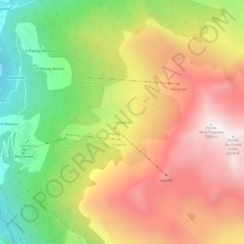 Carte topographique L'Arpettaz, altitude, relief