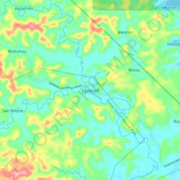 Carte topographique Jipapad, altitude, relief