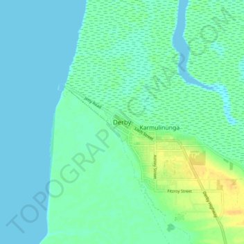 Carte topographique Derby, altitude, relief
